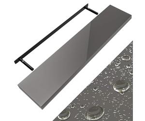 CASARIA® Étagère Murale Flottante Gris Brillant 110cm MDF Robuste Effet Flottant Support de Fixation Inclus étagère Bois