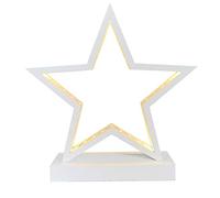 Casaria Étoile de Noël en Bois décorative Blanc 45 LED 25x2,5x36cm Piles Lampe Design Moderne décoration de noël déco fenêtre Table
