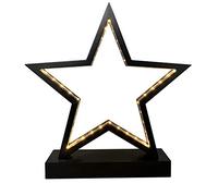 Casaria Étoile de Noël en Bois décorative Noir 45 LED 25x2,5x36cm Piles Lampe Design Moderne décoration de noël déco fenêtre Table