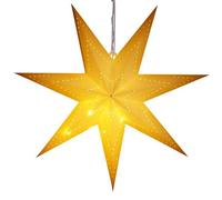 Étoile de noël LED à suspendre Décoration lumineuse en papier 60 cm blanc Lanterne déco à piles Étoile 7 pointes