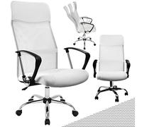 Casaria Fauteuil de Bureau Blanc Pivotant Ergonomique Réglable en Hauteur Fonction de basculement Chaise Gaming