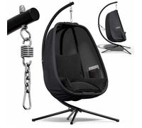 CASARIA® Fauteuil suspendu anthracite avec coussin structure robuste max. 150 kg intérieur extérieur poches latérales fauteuil œuf