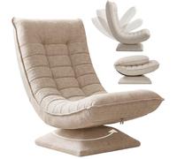 CASARIA Fauteuil Tout Confort pivotant 360 degrés crème | capacité de charge de 150 kg siège de gaming 58 x 57 x 84/87 cm relaxation