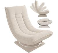CASARIA Fauteuil Tout Confort pivotant 360 degrés Velours côtelé crème | Pliable, rotatif à 360°, charge maximale de 150 kg, 60 x 105 x 87 cm, rembourré, salon, jeu, sol, salon, fauteuil