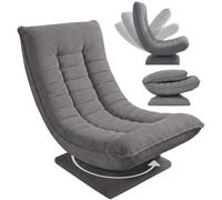 CASARIA Fauteuil Tout Confort pivotant 360 degrés Velours côtelé Gris | Pliable, rotatif à 360°, charge maximale de 150 kg, 60 x 105 x 87 cm, rembourré, salon, jeu, sol, salon, fauteuil