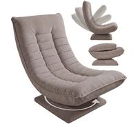 CASARIA Fauteuil Tout Confort pivotant 360 degrés Velours côtelé Taupe