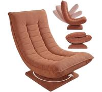 CASARIA Fauteuil Tout Confort pivotant 360 degrés Velours côtelé Terracotta
