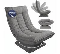 CASARIA® Fauteuil tout confort pivotant à 360° Gris capacité de charge de 150kg siège de gaming relaxation