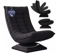 CASARIA® Fauteuil tout confort pivotant à 360° Noir capacité de charge de 150kg siège de gaming relaxation