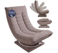 CASARIA Fauteuil tout confort velours côtelé taupe pivotant 360 degrés gaming siège bas sol