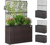 Casaria Jardinière en Polyrotin avec Treillis Brun | Bac à fleurs, Vertical, 3x Pots intérieurs Amovibles, pour Jardin, Balcon, Terrasse, Bac à plantes, 25x25x20 cm