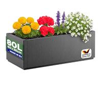 Casaria Jardinière Ethica Anthracite | L 80x l 36x H 36cm, Volume 80L, Bac à Fleurs résistant, 100% recyclé, Fond d'écoulement, Pot de Fleurs pour Jardin ou Balcon