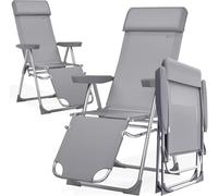 CASARIA Lot de 2 chaises longues de jardin inclinables en aluminium résistant aux intempéries