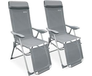 CASARIA Lot de 2 chaises longues de jardin inclinables en aluminium résistant aux intempéries