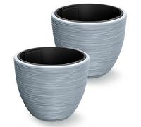 CASARIA 2x Pot de fleurs Gris rond 30 L 40x32 cm résistant aux intempéries jardinière Bac à Fleurs Cache-Pot Pot cannelé