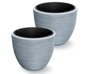 Casaria® Lot de 2 Pots de Fleurs Gris Rond 30 L 40x32 cm résistant aux intempéries jardinière Bac à Fleurs Cache-Pot Pot cannelé