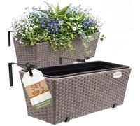 Casaria Lot de 2X Bacs à Fleurs en Polyrotin Crème - Rambarde, Balconnière