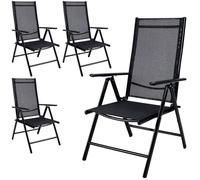 Casaria lot de 4 chaises de jardin à dossier haut anthracite en aluminium pliable résistant aux intempéries réglable