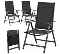 Casaria® Lot de 4 chaises de jardin pliables en aluminium résistant aux intempéries - 8 positions de réglage - Charge maximale : 120 kg - Pour extérieur, balcon, camping - Anthracite