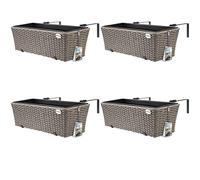 Casaria Lot de 4X Bacs à Fleurs en Polyrotin Crème - Rambarde, Balconnière