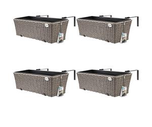 Casaria Lot de 4X Bacs à Fleurs en Polyrotin Crème - Rambarde, Balconnière