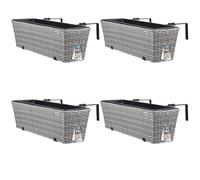 Casaria Lot de 4X Bacs à Fleurs en Polyrotin Gris - Rambarde, Balconnière