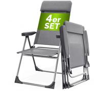 Casaria Lot de 4X Chaises de Jardin Pliantes en Aluminium Gris