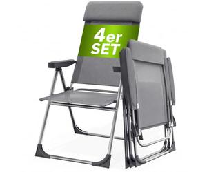 Casaria Lot de 4X Chaises de Jardin Pliantes en Aluminium Gris