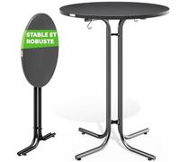 Casaria® Mange Debout Haute Polyvalente, Table de Jardin Design Bar Salon, Table A Manger Conviviale Terrasse Balcon, Tabouret Bar Compatible, Plateau Rond MDF Pliable 70 Cm Gris