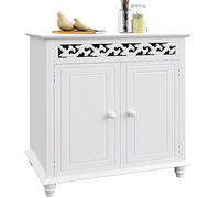 Casaria® Meuble de Rangement Blanc, Commode en Bois Vintage, 2 Portes, Buffet Bas Polyvalent, Style Classique, Motifs sculptés - Idéal Salon, Entrée, Dressing ou Chambre - 76x65x35 cm