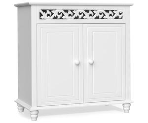 Casaria® Meuble de Rangement Blanc, Commode en Bois Vintage, 2 Portes, Buffet Bas Polyvalent, Style Classique, Motifs sculptés - Idéal Salon, Entrée, Dressing ou Chambre - 76x65x35 cm