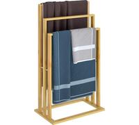 CASARIA® Porte-serviettes Debout Bois Bambou 3 barres 82 x 40 x 24 cm Tablette Porte-serviettes Autonome Salle de bain Porte-serviettes Sans percer En forme d'escalier