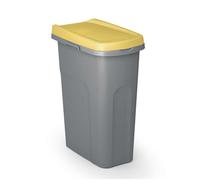Casaria® Poubelle cuisine 25L 39x24cm couvercle inodore sac poubelle système de tri sélectif déchets salle de bain poubelle cuisine 1 bac jaune