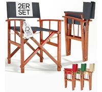 Casaria Regisseursstoel antraciet Set Van 2 eucalyptushout FSC®-gecertificeerd Inklapbare tuinstoel tot 160 kg