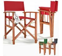 Casaria Regisseursstoel Rood eucalyptushout FSC®-gecertificeerd Inklapbare tuinstoel tot 160 kg