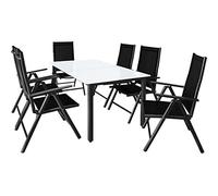 Salon de jardin aluminium Bern 6+1 anthracite chaise pliante dossier haut 8 positions terrasse balcon ensemble table et chaises