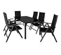 Casaria® Salon de Jardin Aluminium 6 Personnes Table 150x90cm résistant aux intempéries Pliable terrasse Ensemble de Jardin Noir Anthracite Bern