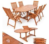 Casaria Salon De Jardin Bois Extérieur 6 Personnes