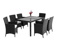 Casaria Salon de Jardin en polyrotin 6 Places avec Table WPC 150x90cm chaises empilables Ensemble extérieur Meuble