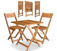 Casaria® Salon De Jardin Exterieur - Petit Salon De Jardin Pliable en Bois D'acacia, 1 Table, 2 Chaises, Résistant Aux Intempéries, Intérieur Extérieur, Design Intemporel, Montage Rapide