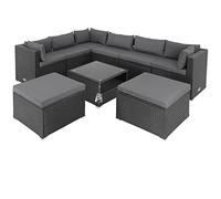 Casaria Salon de Jardin Lounge en polyrotin 26 pièces Canapé de Jardin avec Table Ensemble de Jardin modulable Noir Anthracite