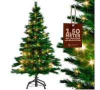 CASARIA® Sapin de Noël artificiel 150 cm vert guirlande lumineuse 100 LED blanc-chaud arbre réaliste PVC 360 branches réutilisable