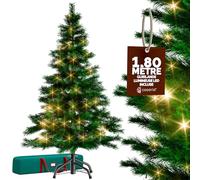 CASARIA® Sapin de Noël Artificiel 180 cm Vert Guirlande Lumineuse 120 LED Blanc-Chaud Arbre réaliste PVC 613 Branches Pied décoration réutilisable