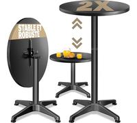 Casaria® Set 2X Table de Bar bistrot Pliable Ronde ? 60 cm réglable en Hauteur 70 cm / 115 cm 2 en 1 en Acier Mange Debout