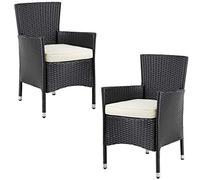 Casaria Set de 2 chaises de Jardin en polyrotin 88 x 59 x 59 cm Noir Fauteuils avec Coussins 7 cm Mobilier de Jardin extérieur