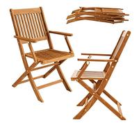 Casaria® Set de 2 chaises de Jardin Pliantes Sydney Bois d'acacia | Bois d'acacia pré-huilé, structure solide, chaises pliables, 92x51 cm, montage facile