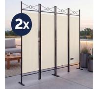 Casaria Set de 2 Paravent Lucca Crème 180x163cm séparateur brise-vue lavable
