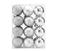 CASARIA® Set de 24 Boules de Noël en Plastique Robuste Décoration pour Sapin argenté Ø 6cm Décoration de Noël intérieur