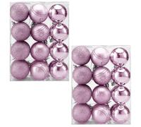 CASARIA® Set de 48 boules de Noël en plastique robuste Décoration pour sapin rose Ø 6cm Décoration de Noël intérieur