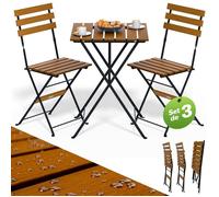 Casaria® Set de Meubles de Balcon 1 Table et 2 chaises Pliable en Bois d'Acacia Ensemble extérieur Salon de Jardin terrasse